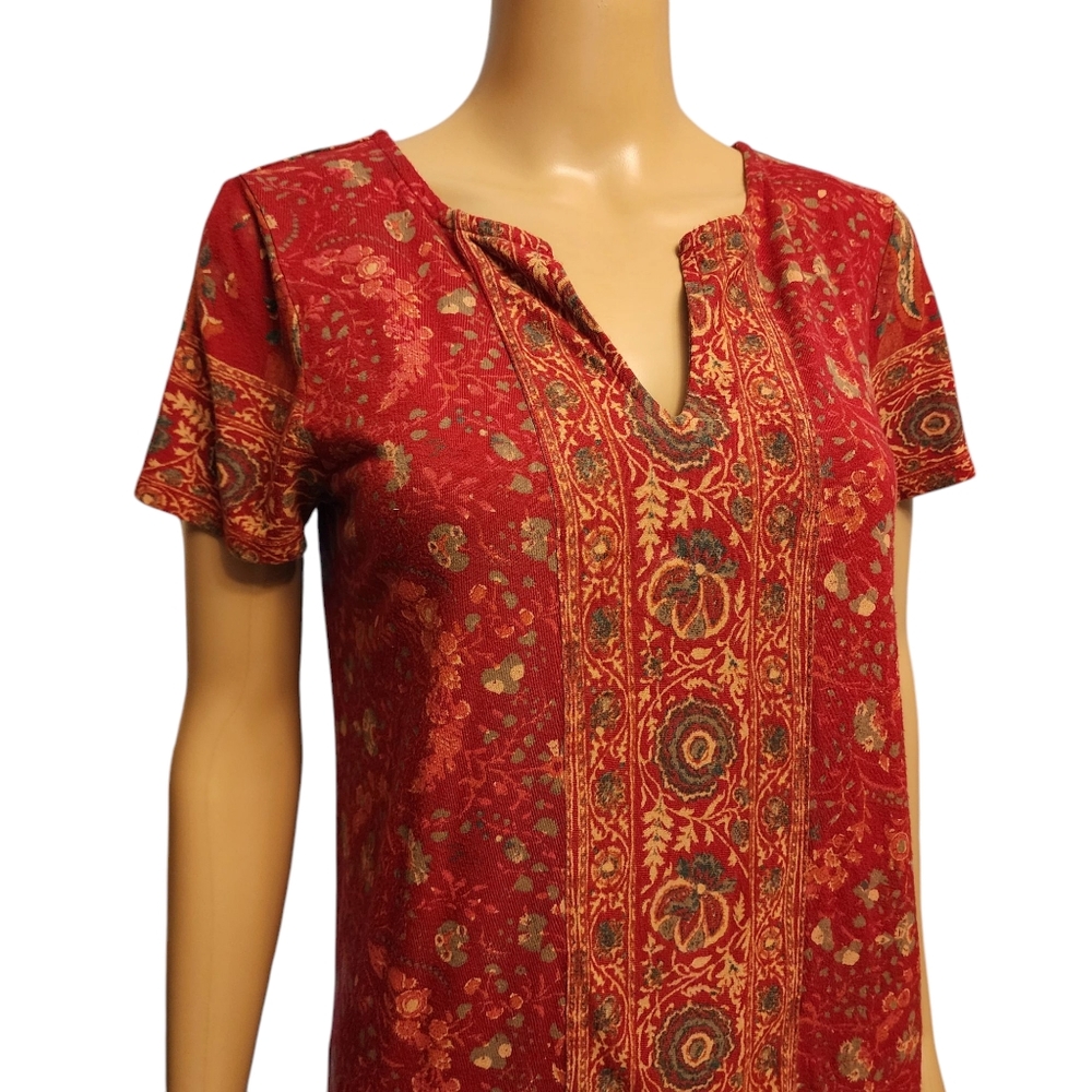 Lucky Brand Boho Short Sleeve Mini Shift Dress Size S - Picture 2 of 10